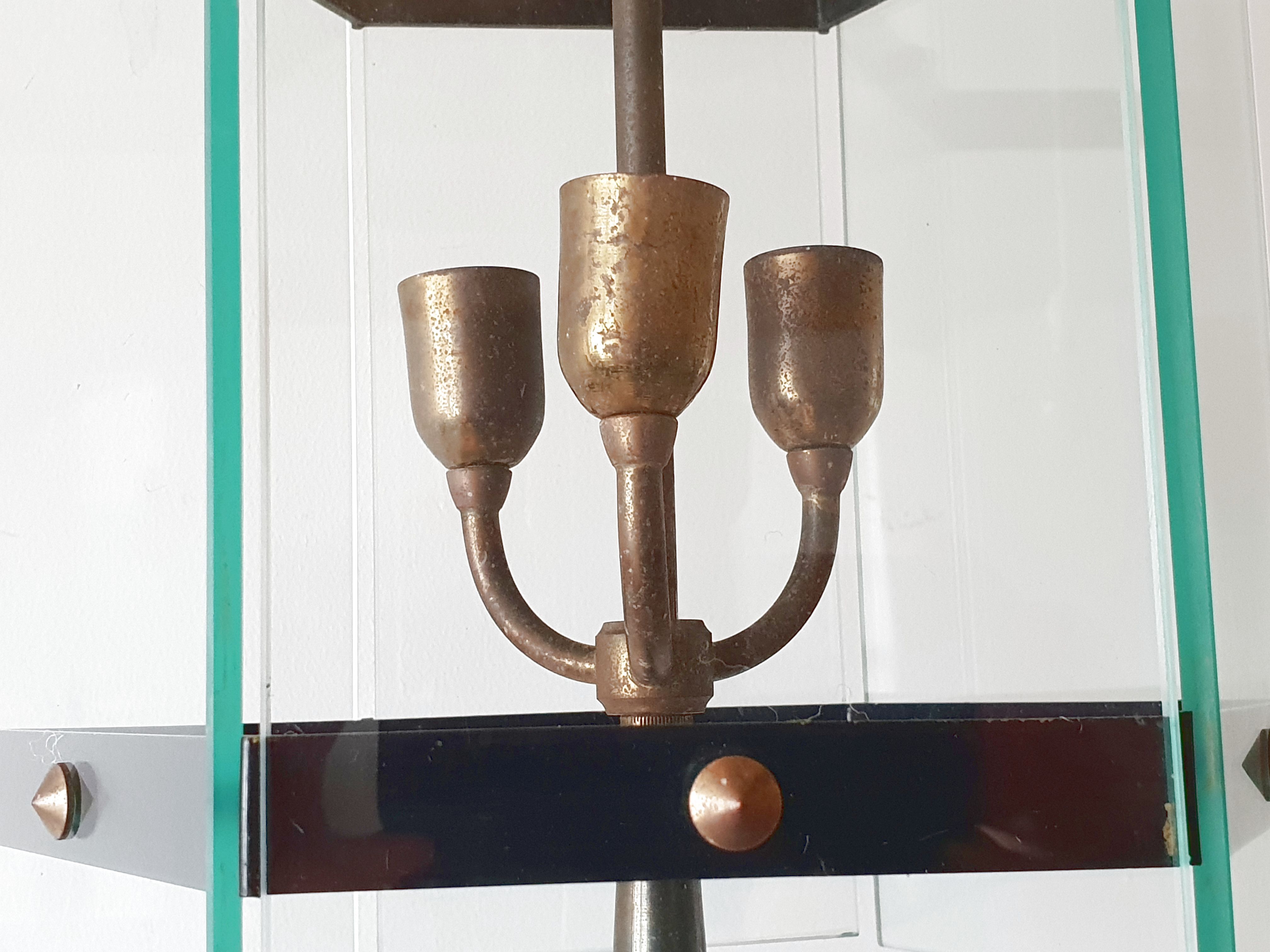 Brass lantern glass 1950