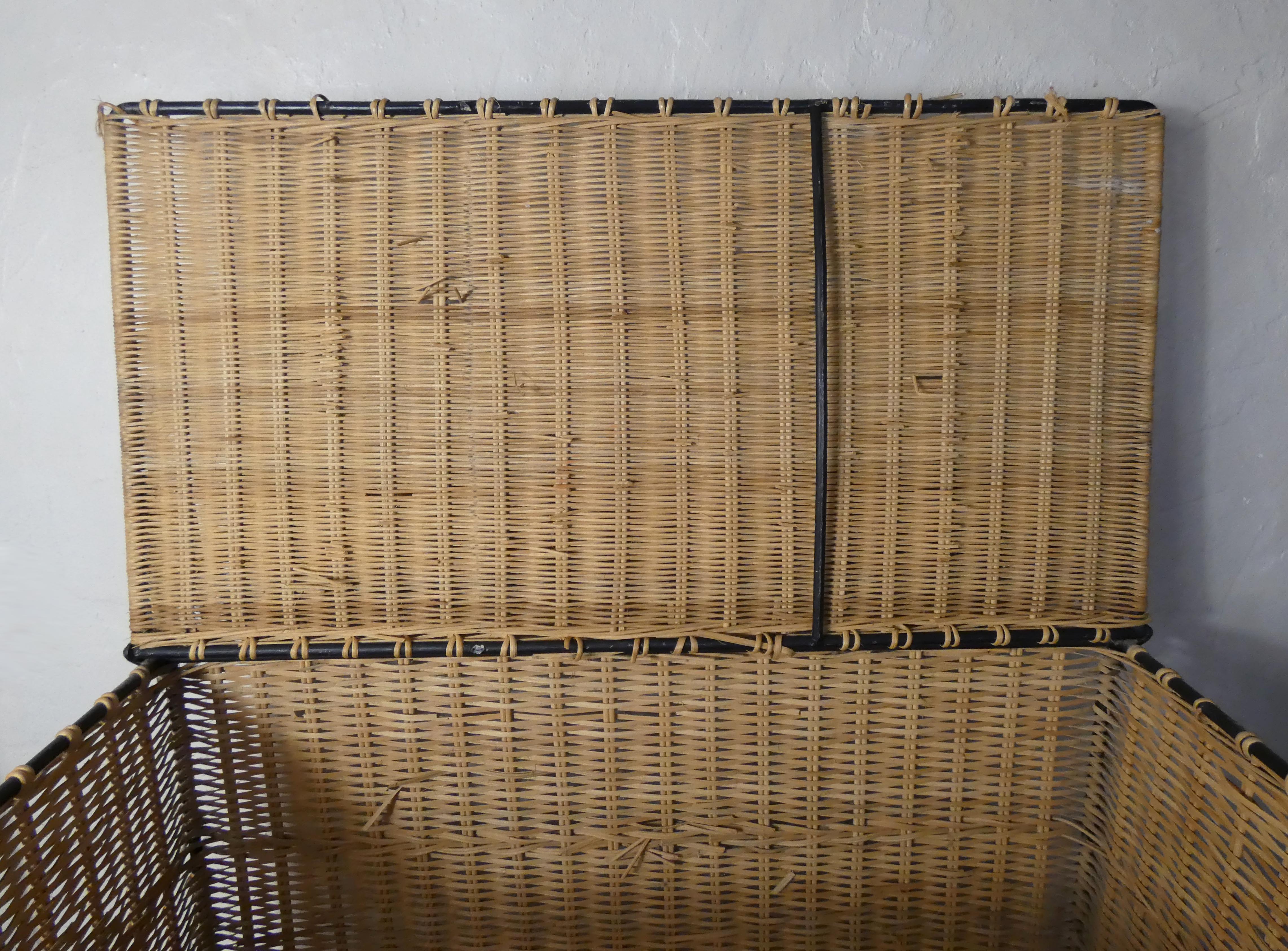 Rattan and metal chest