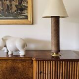 Hollywood regency brass and Vienna straw lamp base, Italy 1970's