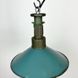 Industrial Green Enamel Factory Pendant Lamp with Cast Aluminium Top, 1960s