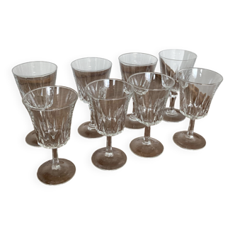 Set of 8 mismatched Arques crystal glasses