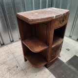 Old bedside table in wood and marble