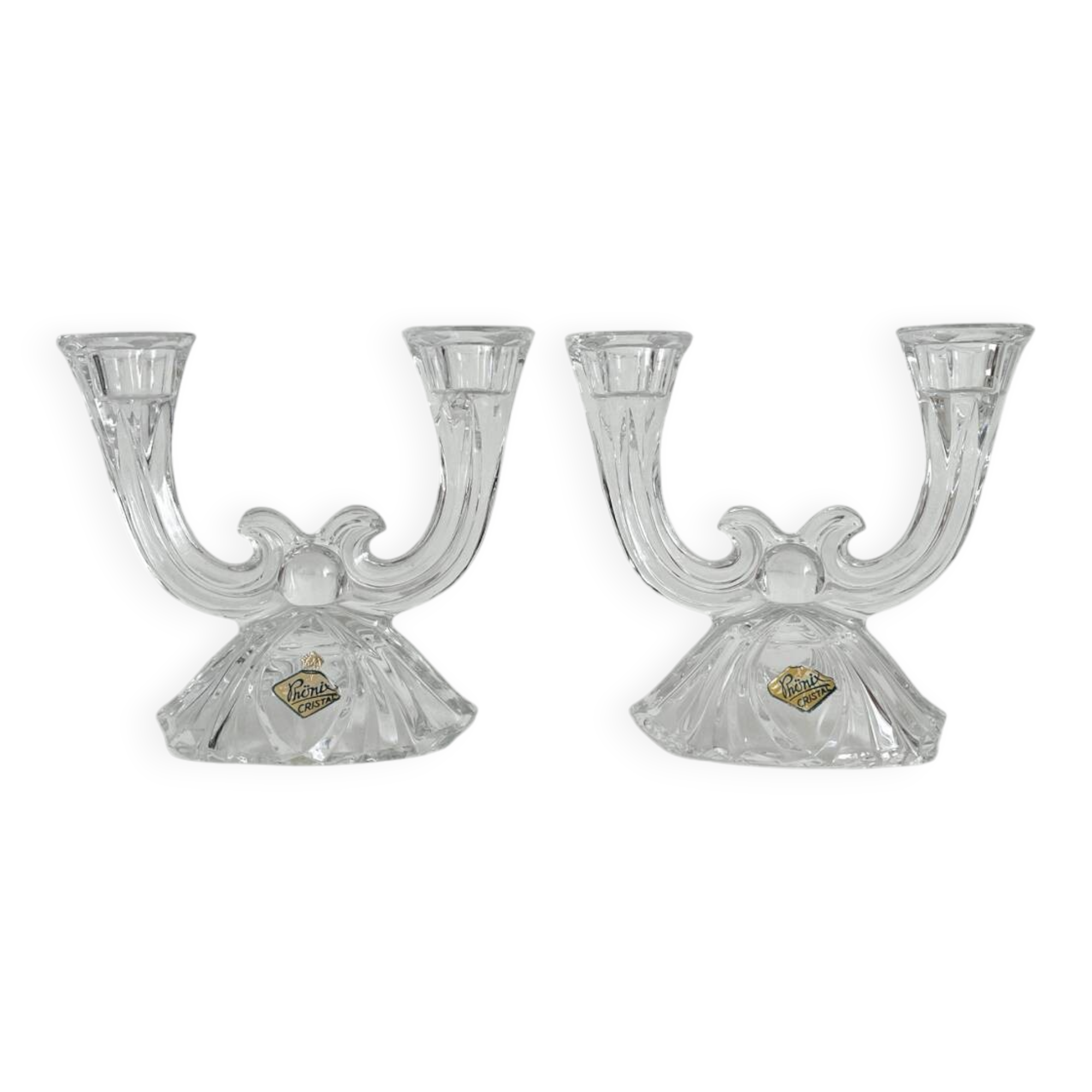 2 vintage Phonix crystal 2-arm candlestick candle holders