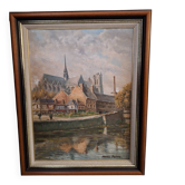 Oil on canvas/Painting of the Cathedral of Amiens