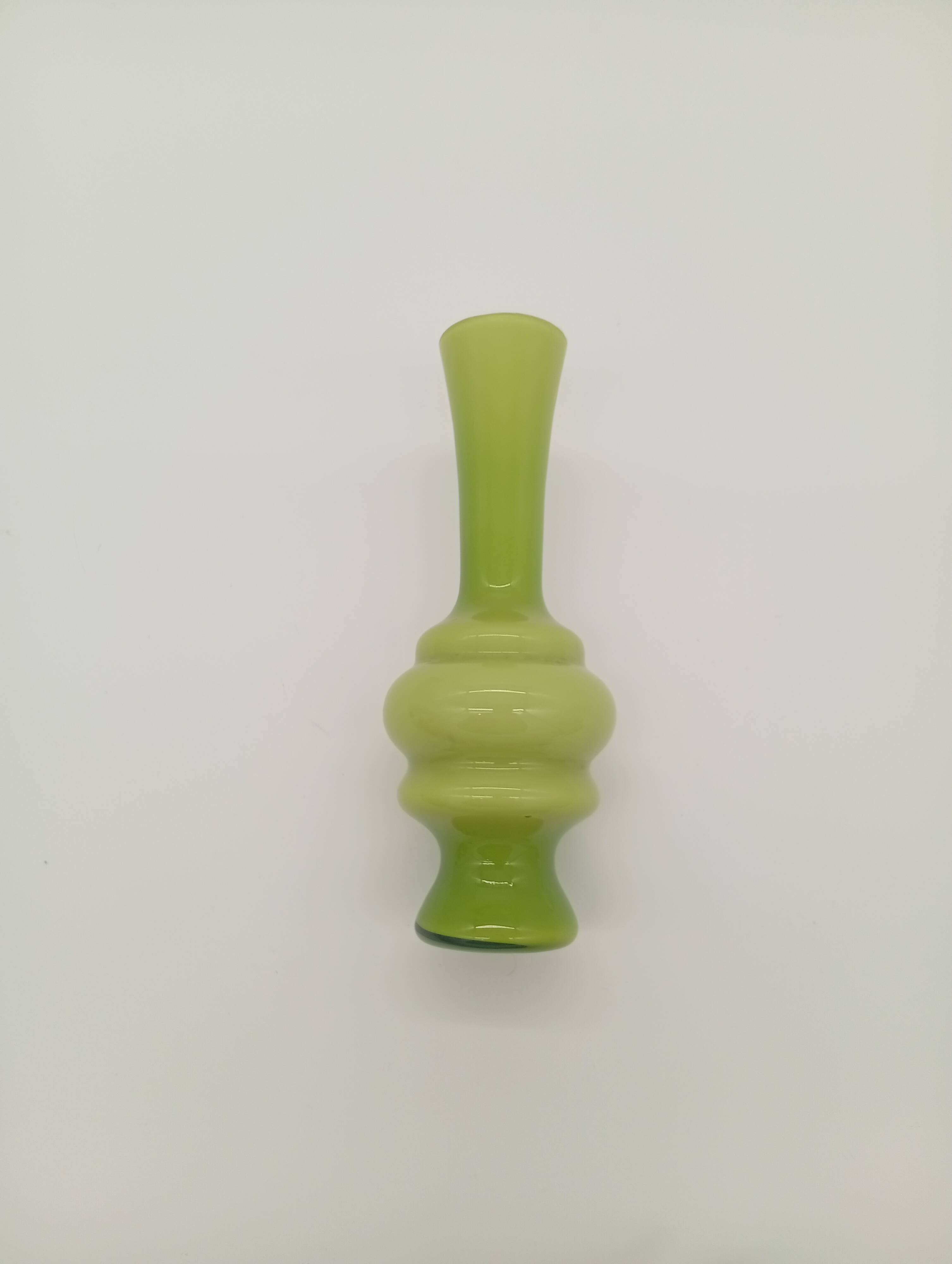 Green Ribbed Hooped Opaline Glass Vintage Space Age Vase 70s 80s Murano