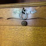 Vintage wooden curtain column storage unit