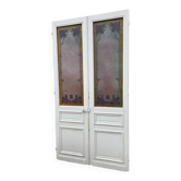 Pair of Art Nouveau partition doors with stained glass