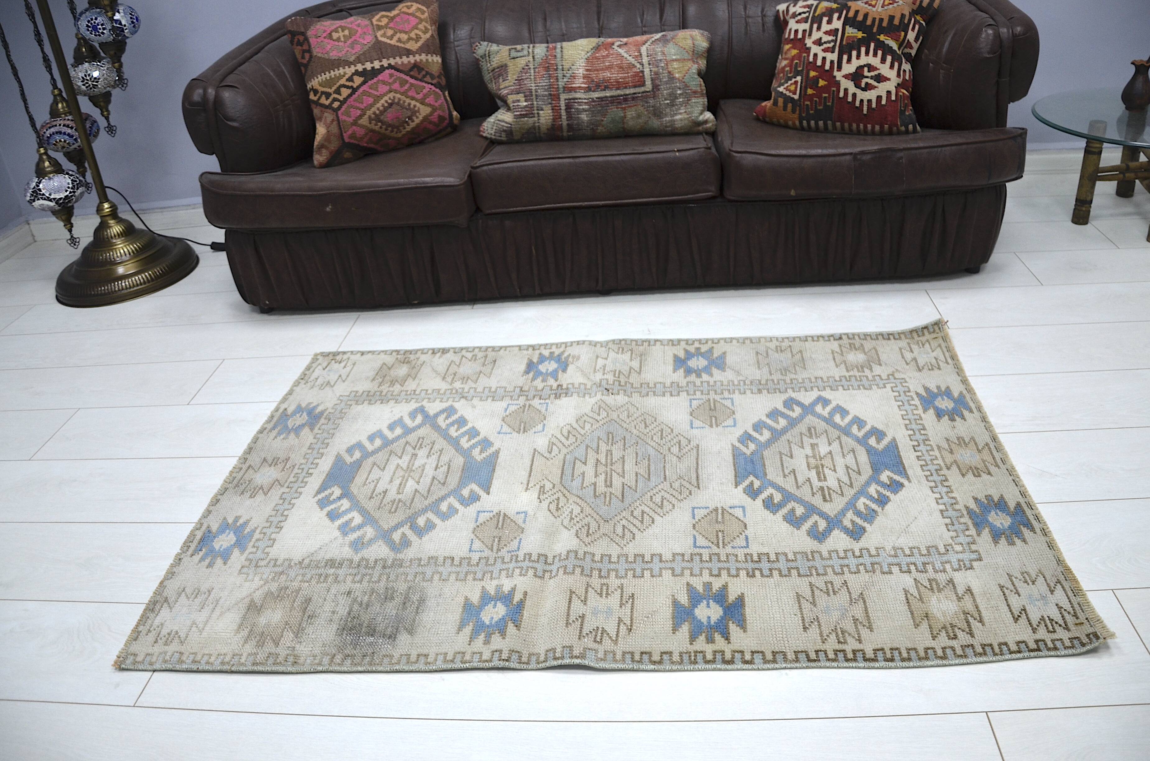 Tapis Oushak bleu et beige sku 1163