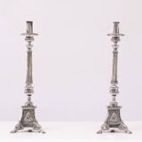 Antique Silver plated France church candle sticks 1850s