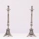 Bougeoirs d'église antiques plaqués argent, France, années 1850