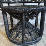 Emmanuelle armchair, peacock tail, rattan, wenge, vintage, 70s