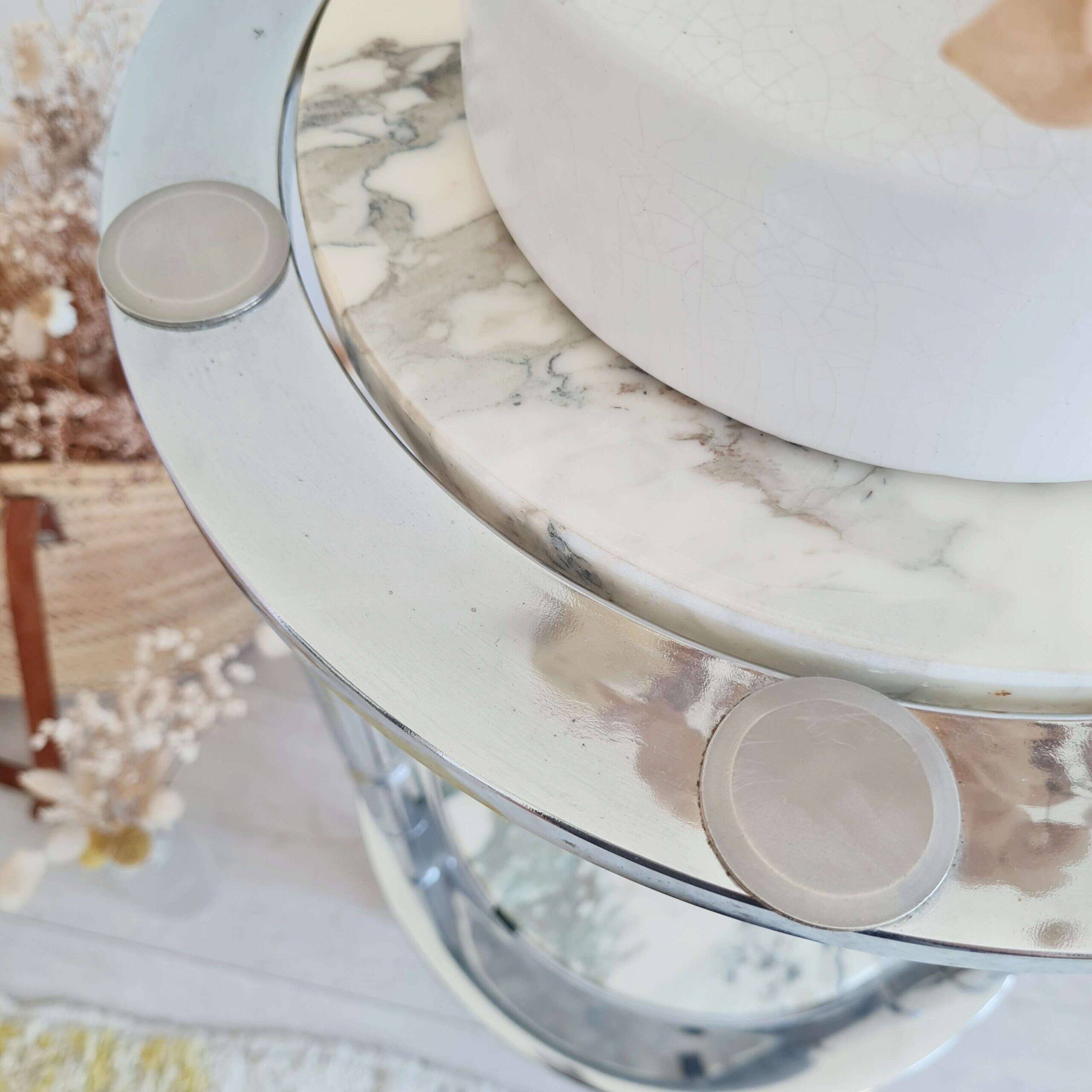 Table d'appoint en marbre et chrome, Italie années 70