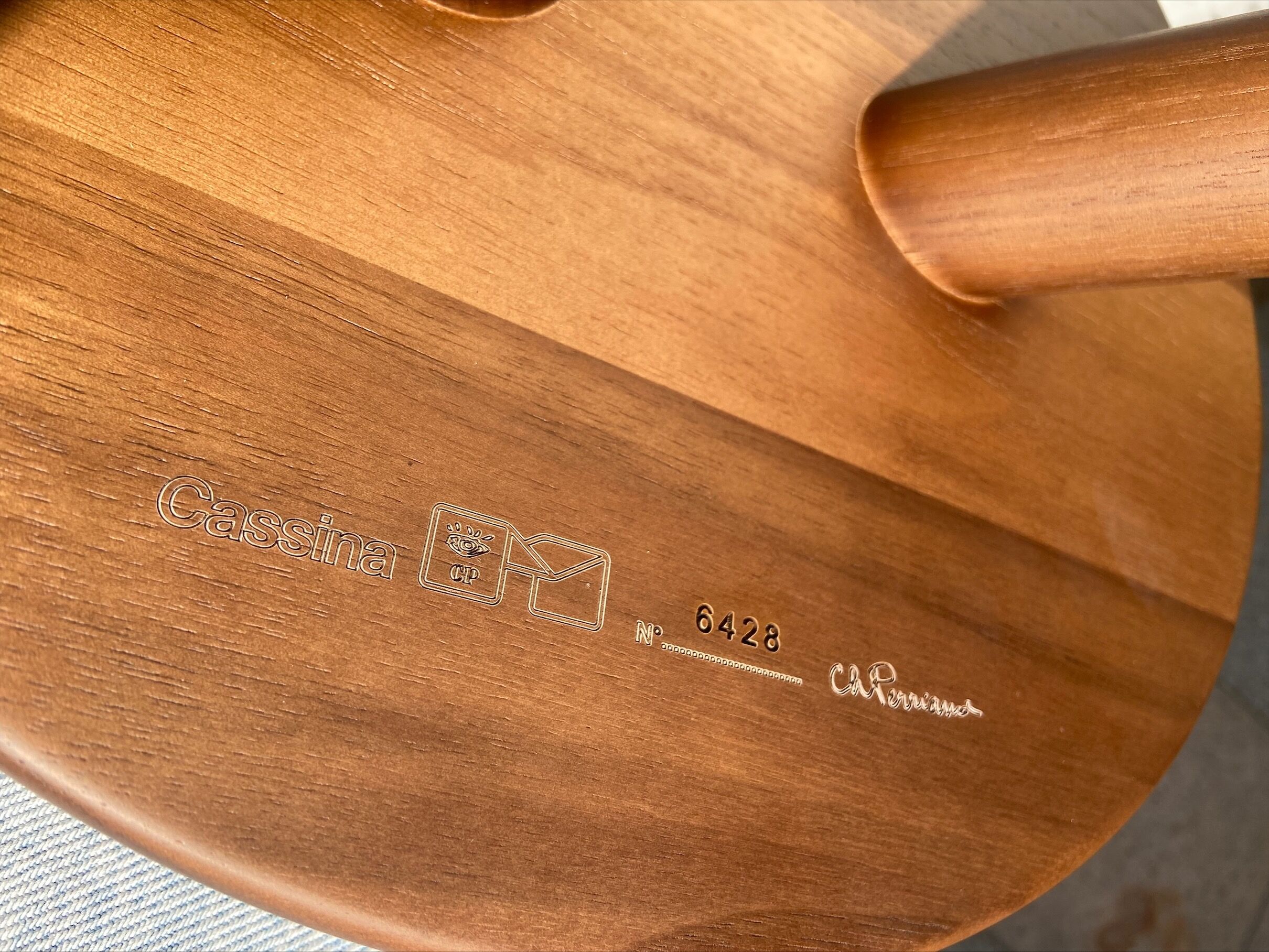 Low shepherd stool by Charlotte Perriand, edition Cassina