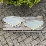 Glass Wall Lamp Set, Vintage Hollywood Regency, Massive Belgium Wall Scones