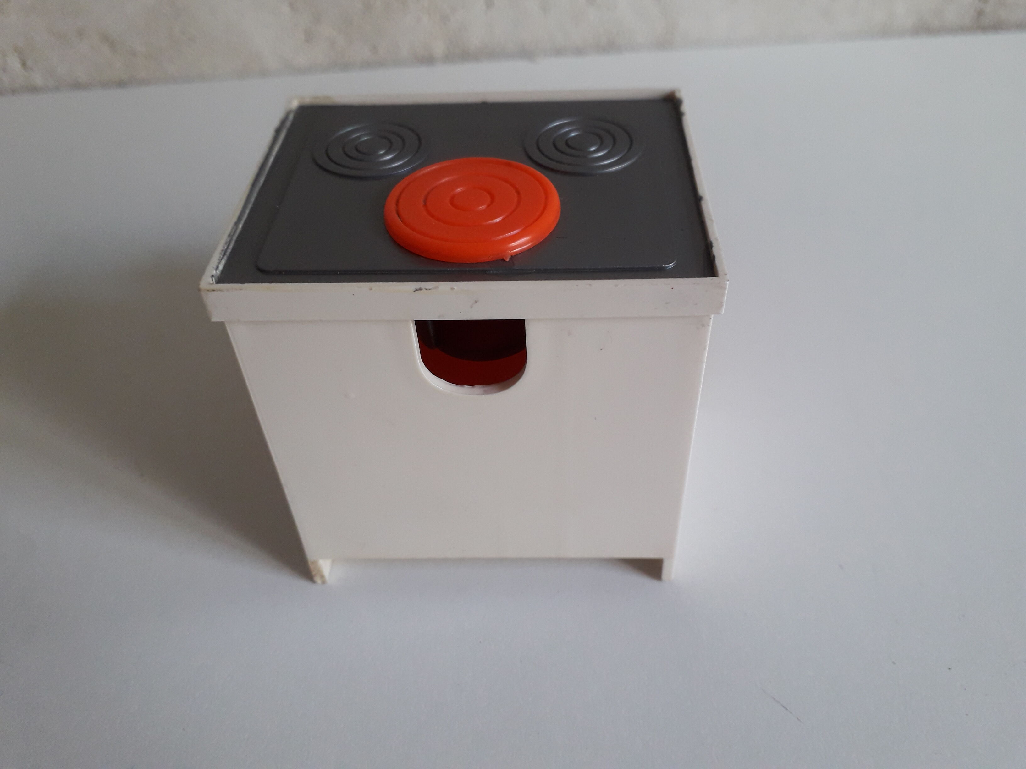 Doll furniture, orange vintage kitchen toy