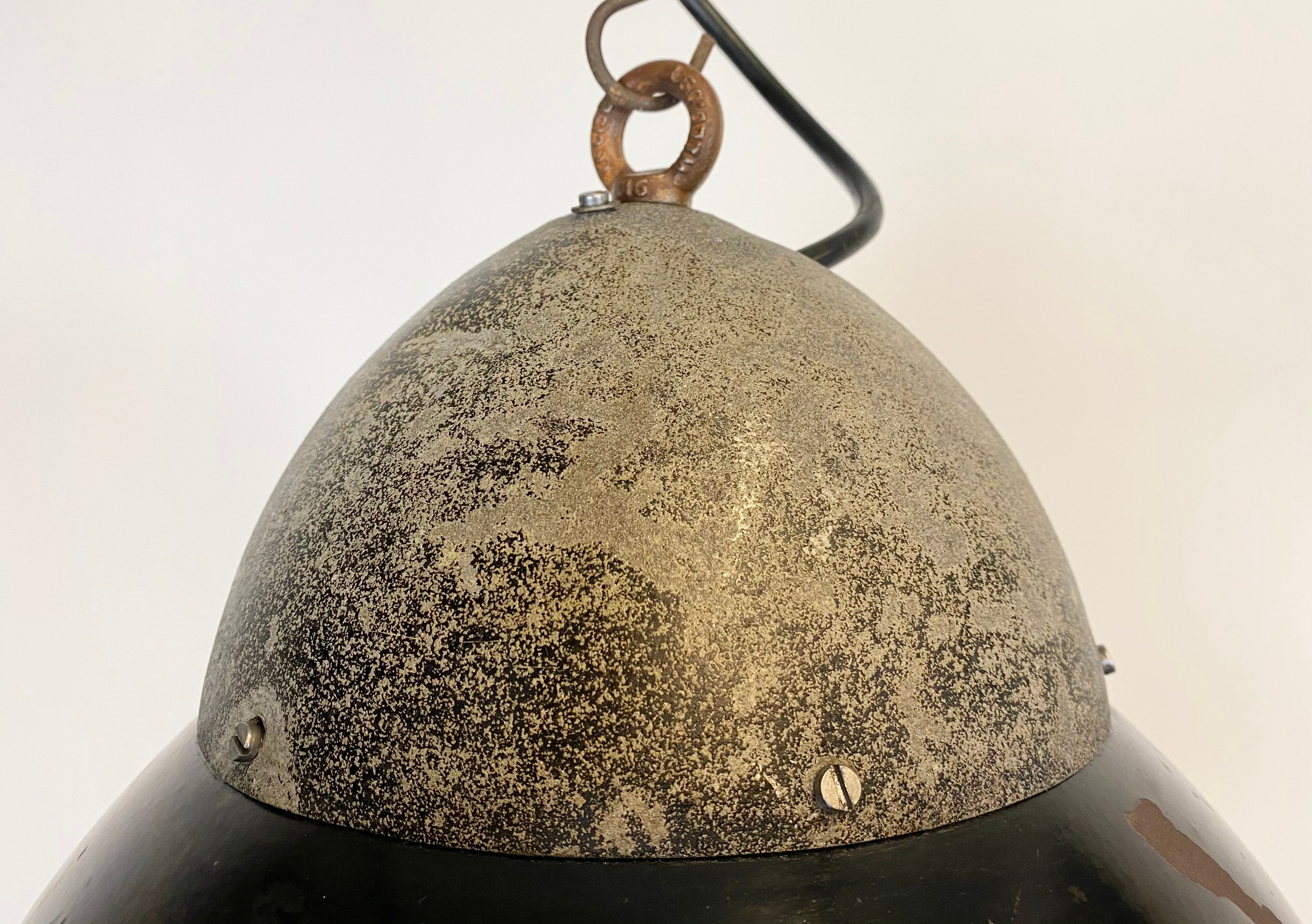 Vintage Black Enameled Hanging Lamp, 1930s