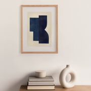 Abstract painting in midnight blue signed Eawy.