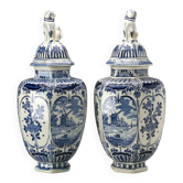 Pair of vintage Delft ceramic vases, Netherlands, 20th century