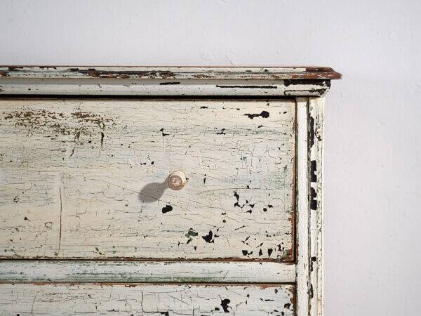 Large antique chest of drawers with white patina (circa 1920) #42