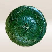 Set of 5 dessert plates in barbotine, vine leaf model Gien