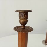 Pair of antique folk art candlesticks