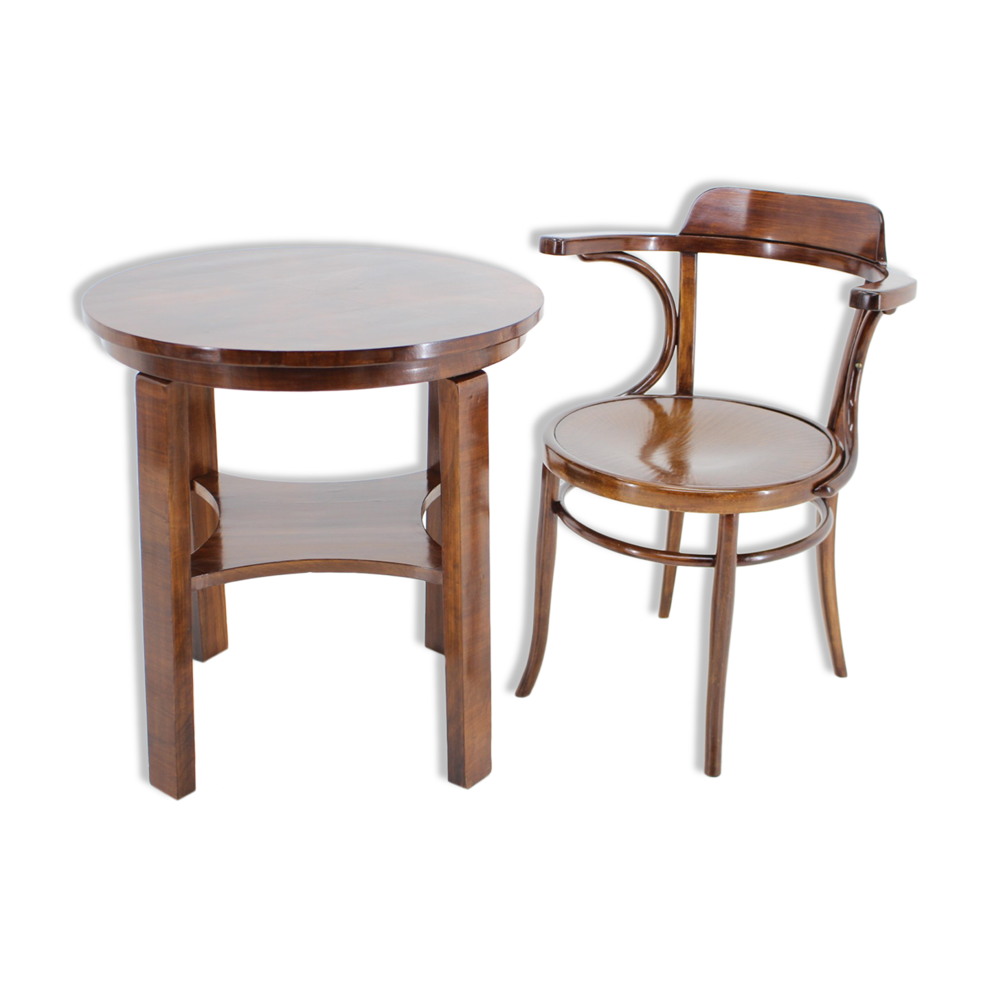 1910s office armchair J&J Kohn Nr.704 and side table,Czechoslovakia