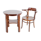 1910s office armchair J&J Kohn Nr.704 and side table,Czechoslovakia