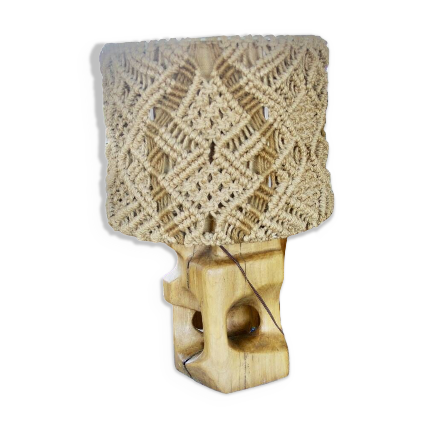 Brutalist lamp and rope 1960