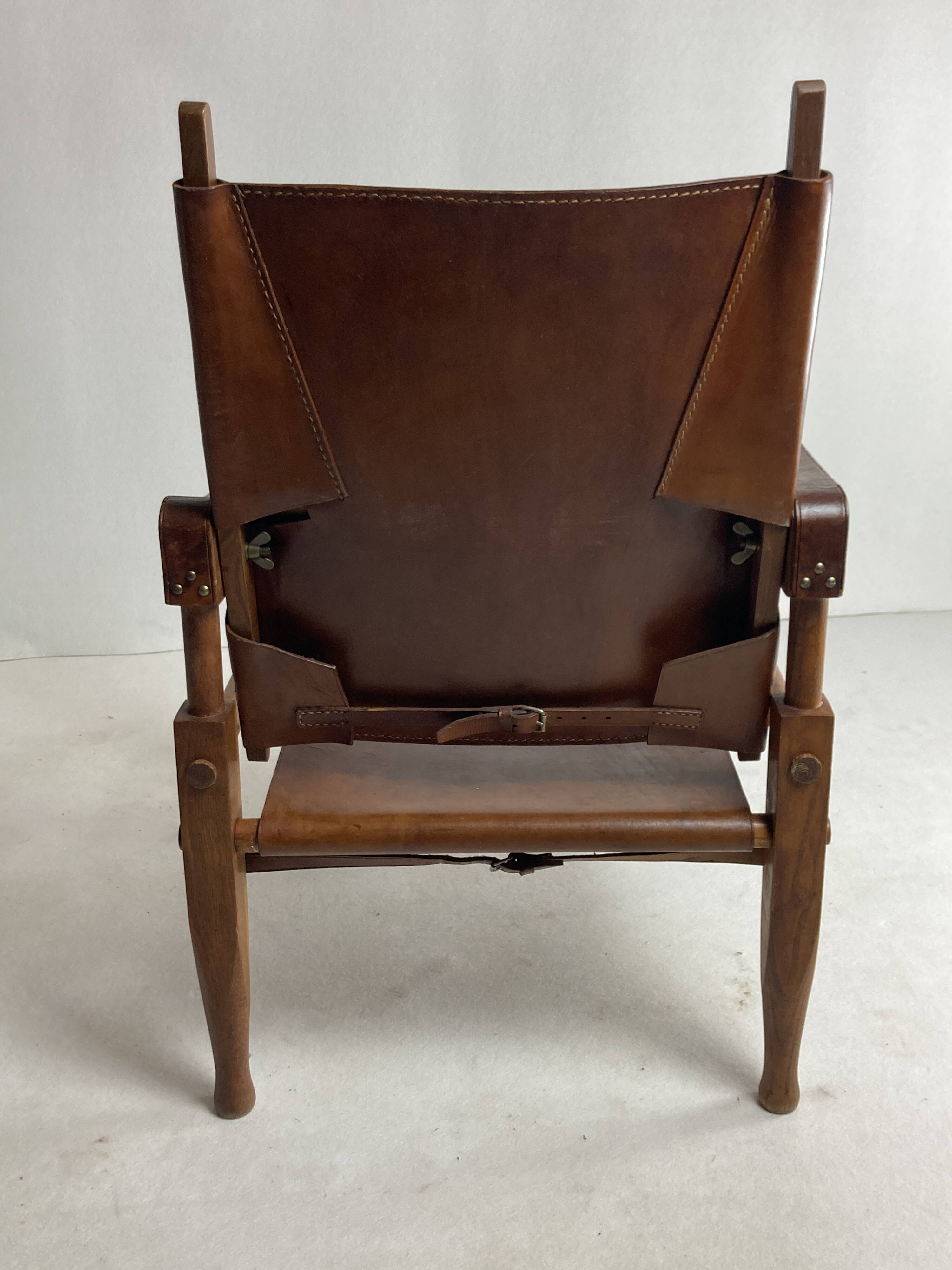 Leather safari armchair by Wilhelm Kienzle for Wohnbedarf, 1950s