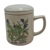 Ancienne tisanière en grès vernissé Mentha piperita