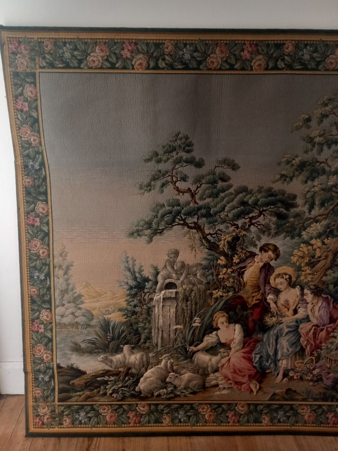 Genuine woven tapestry in the Aubusson style – pastoral French tapestry