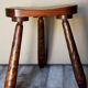 Vintage tripod stool form free feet solid wooden rockets