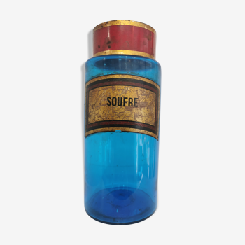 Blue bottle of apothecary pharmacy late 19th century xl format
