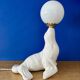 Vintage seal lamp in white ceramic and opaline.