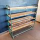 Steel and wooden shelf on wheels