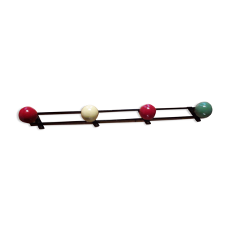 Porte manteaux 4 patères boules bois, 1960