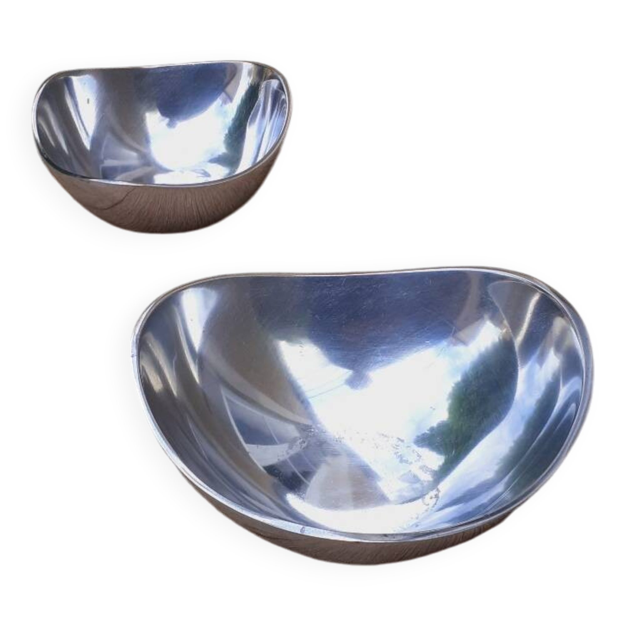 Pair of cast aluminum cups, 1970s