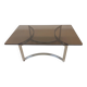 Table basse vintage en verre fumé et chrome, années 1970