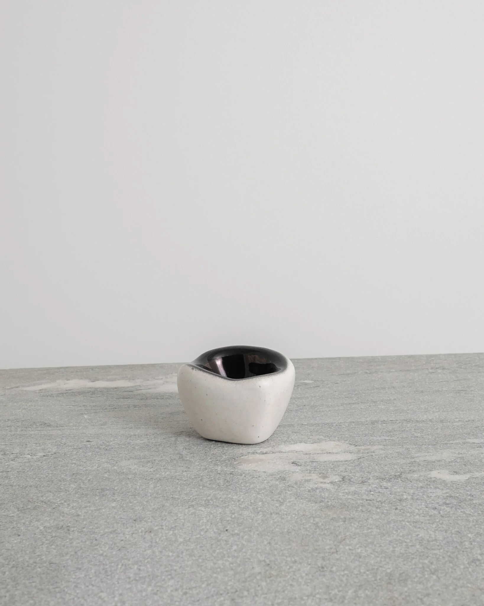 French Mid Century White & Golden Ceramic Bowl by Denise Gatard, 1960s