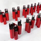 Set of 10 mid-century red and chrome wall lamps by Stilnovo, Italy 1970s