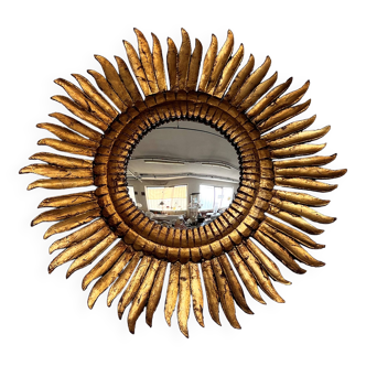 Italian Sunburst Mirror with Concave Mirror Glass