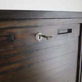 1960s beech tambour cabinet, czechoslovakia