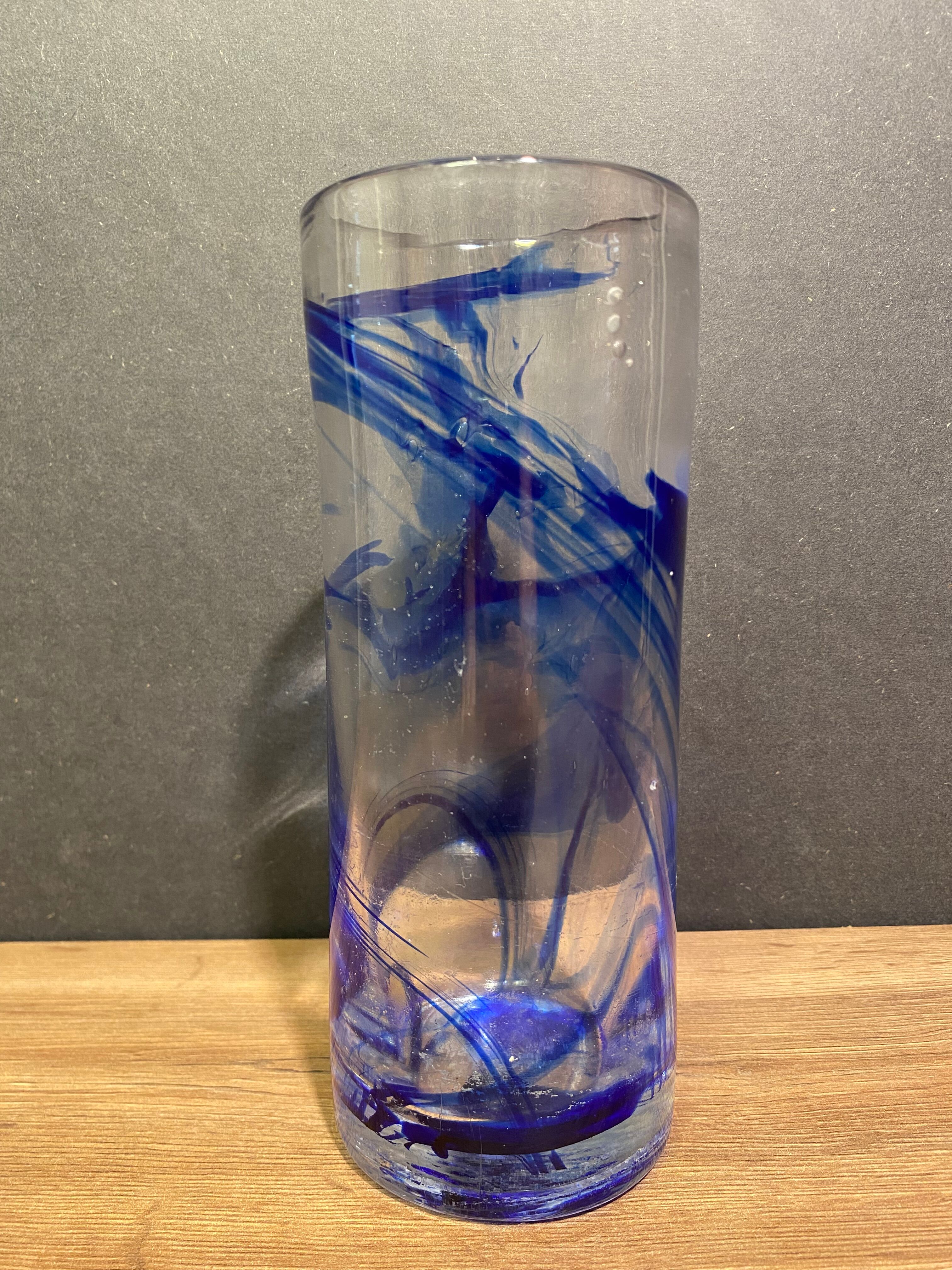 Tubular vase in stylized glass, arts and crafts