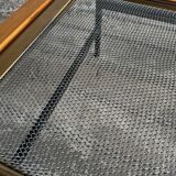 Set of 2 DeCoene Minimalist Daybeds — Natural Wood & Black Metal Mesh with Brass Trim