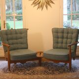 Fan bench by Guillerme and Chambron reupholstered