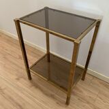 Brass console and smoked glass italy 1970