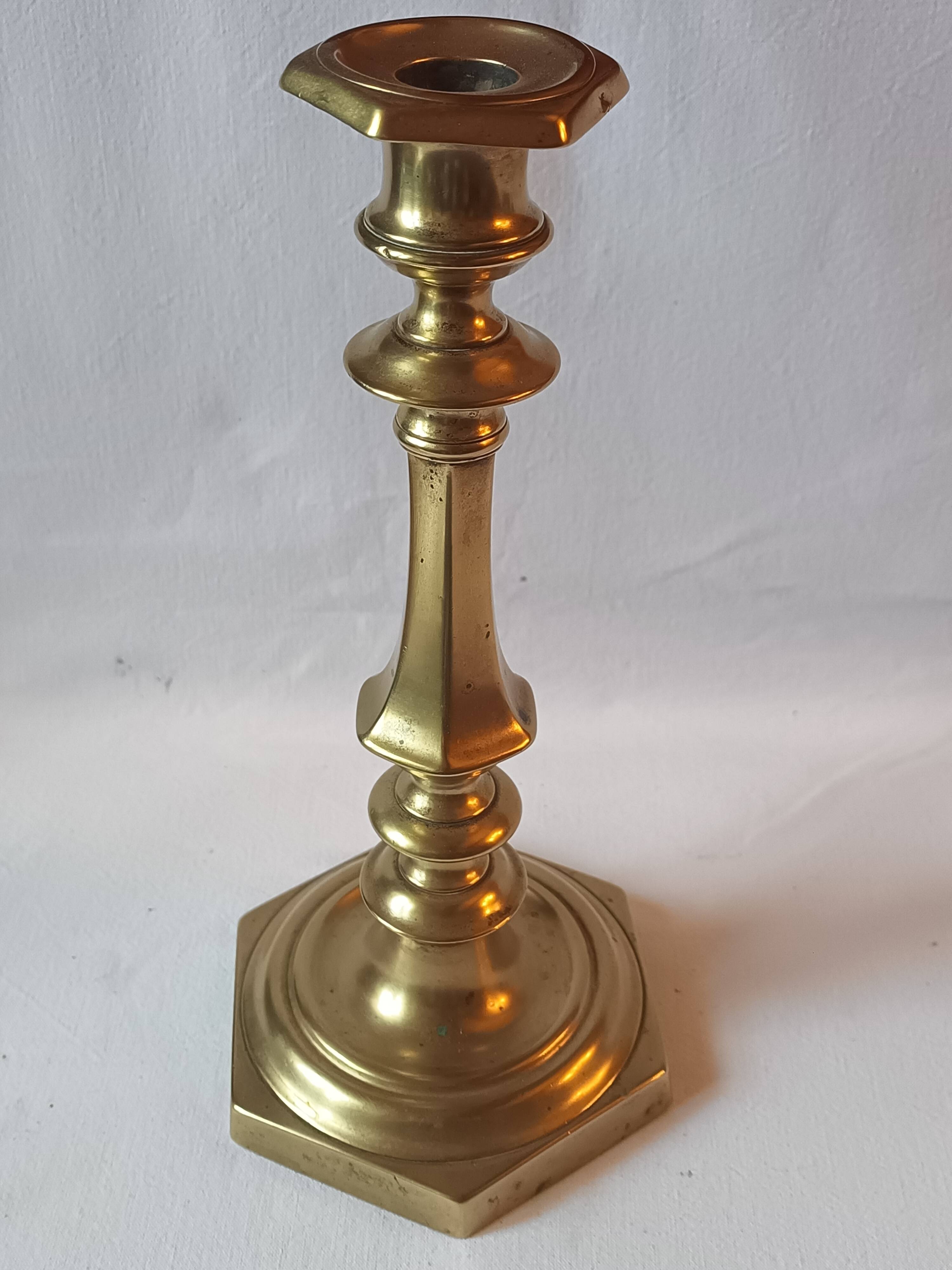 Antique bronze candlestick, 19th century, torch holder, candelabrum.
