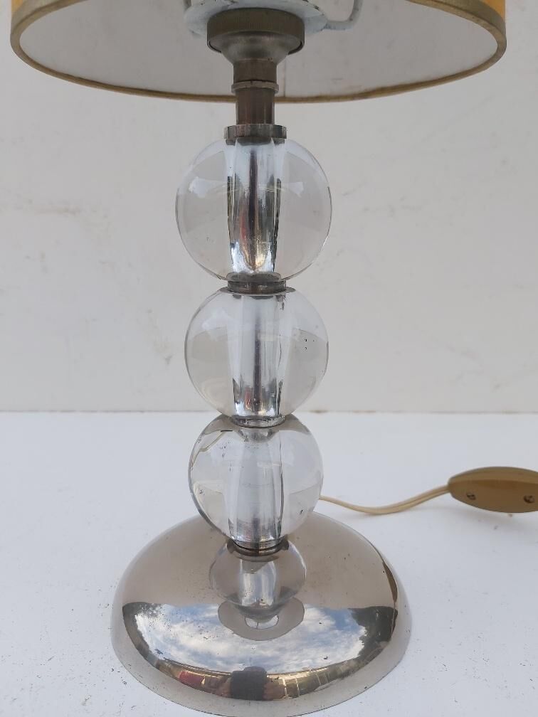 Art deco lamp in chrome metal and glass ball