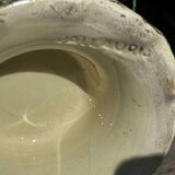 Trio of Vallauris vases in turquoise and black, highlighted with gold, 22 cm high