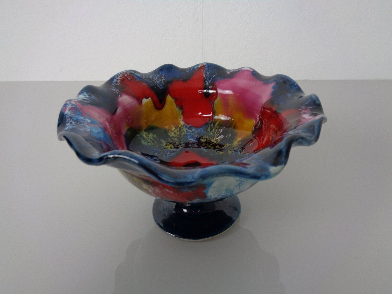 French multicoloured studio ceramic bowl from Vallauris, 1970s
